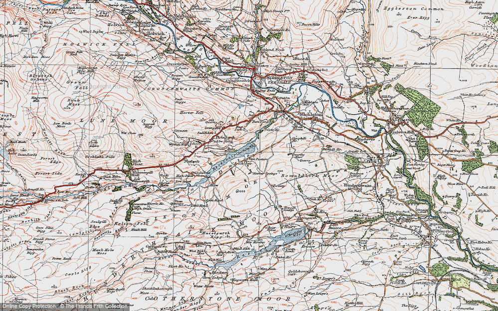 Old Map of Historic Map covering Brock Scar in 1925