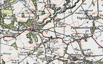 Old map of West Pelton in 1925