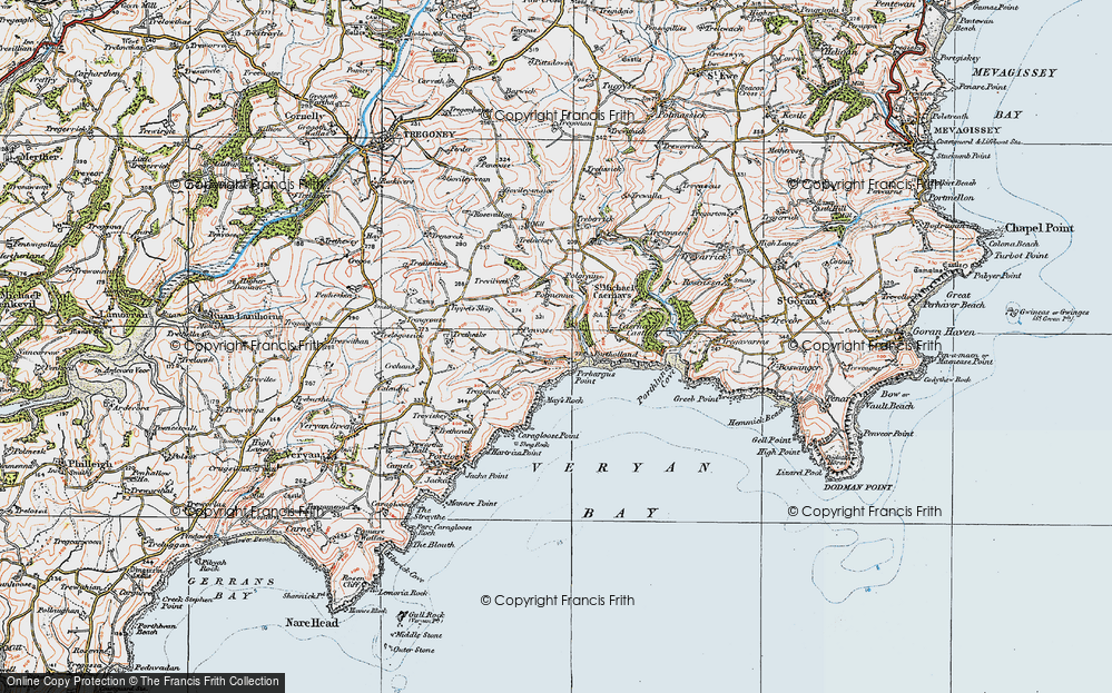 Old Map of West Portholland, 1919 in 1919