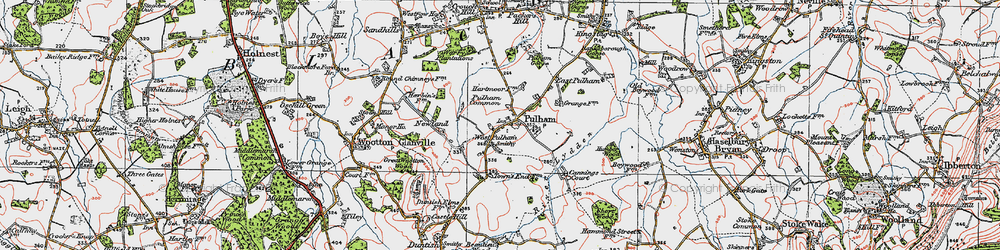 Old map of West Pulham in 1919