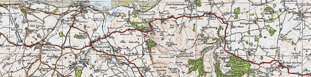 Old map of West Quantoxhead in 1919