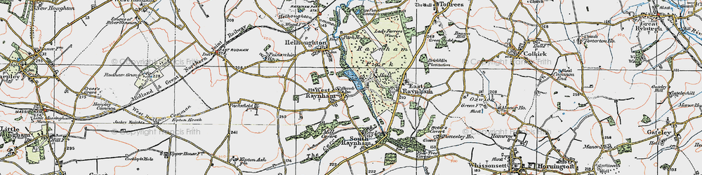 Old map of West Raynham in 1921