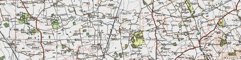 Old map of West Rounton in 1925