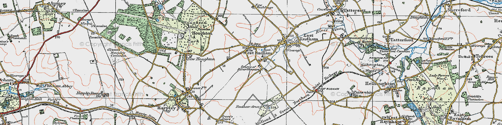 Old map of West Rudham in 1921