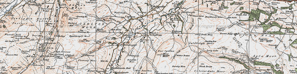 Old map of West Scrafton Moor in 1925