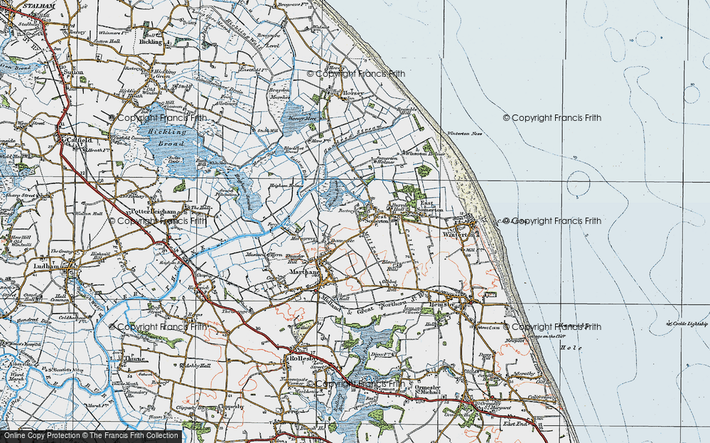 Old Map of Historic Map covering Burnley Hall in 1922