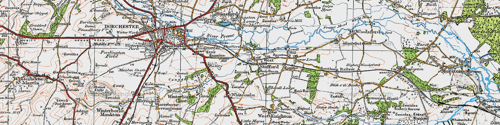 Old map of West Stafford in 1919