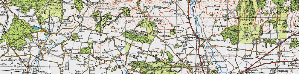 Old map of West Stoke in 1919