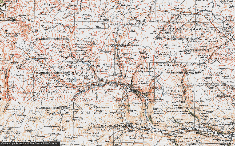 Old Map of Historic Map covering West Stones Dale in 1925