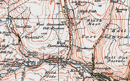 Old map of West Stonesdale in 1925