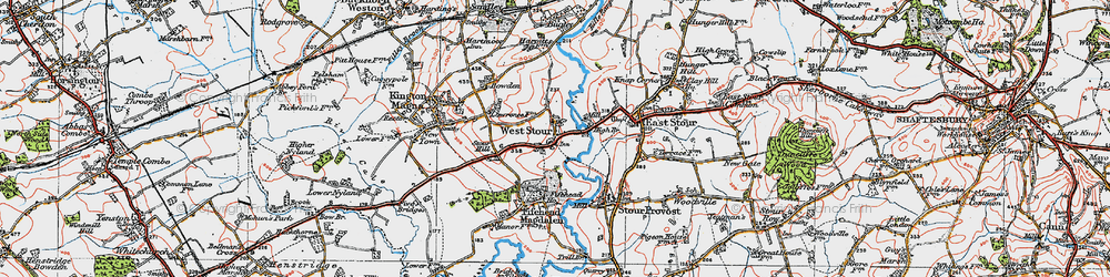 Old map of West Stour in 1919
