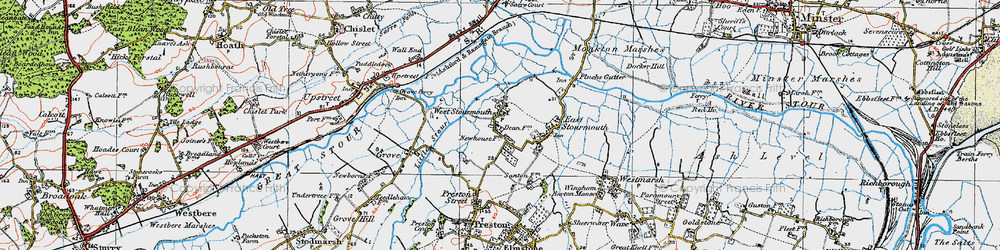 Old map of West Stourmouth in 1920