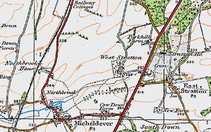 Old map of West Stratton in 1919