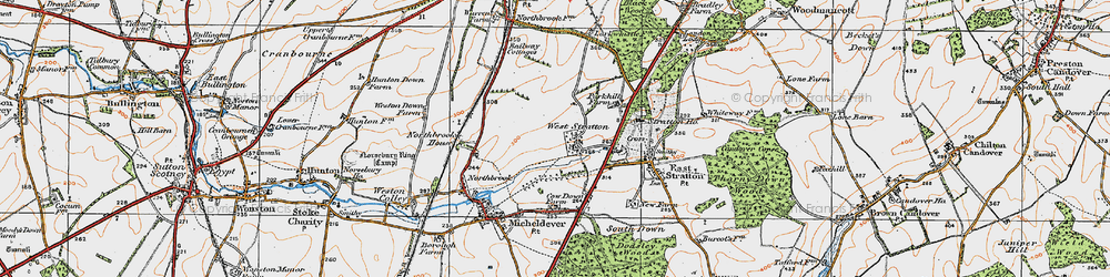 Old map of West Stratton in 1919