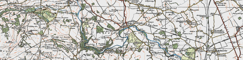 Old map of West Tanfield in 1925
