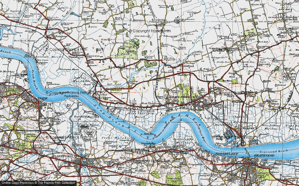 Old Map of Historic Map covering West Thurrock Marshes in 1920