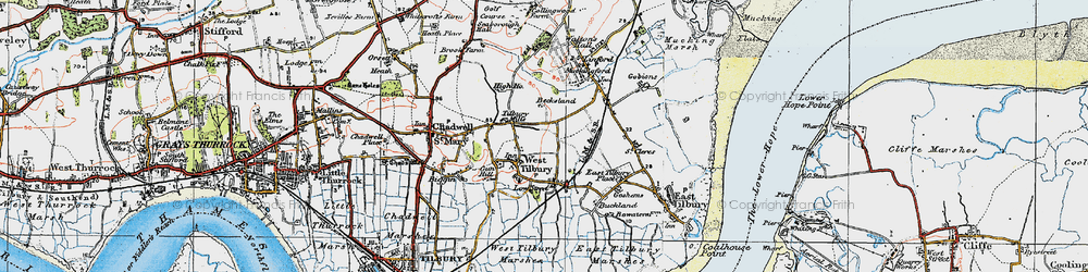 Old map of West Tilbury in 1920