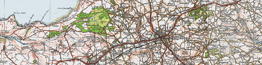 Old map of West Tolgus in 1919