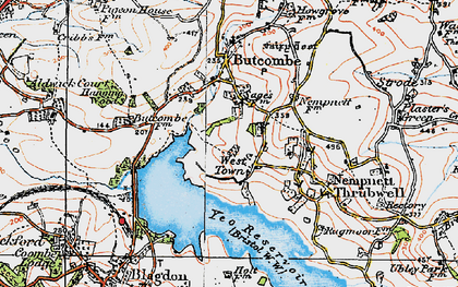 Old map of Blagdon Lake in 1919