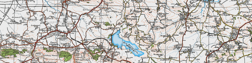Old map of Blagdon Lake in 1919