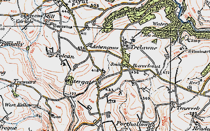 Old map of West Watergate in 1919