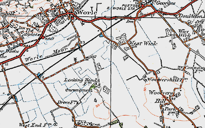 Old map of West Wick in 1919