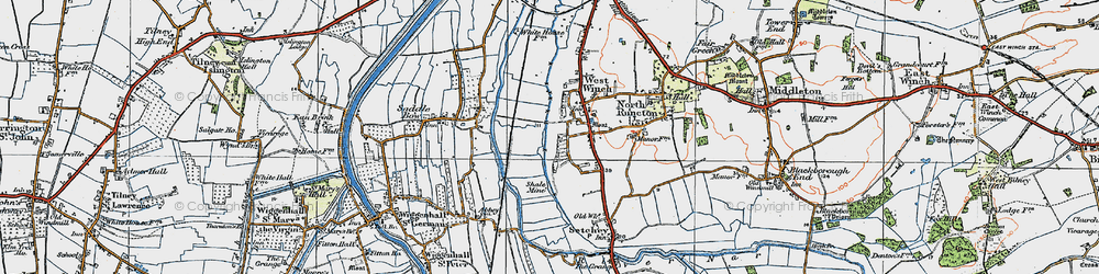 Old map of West Winch in 1922