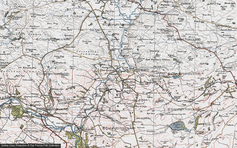 Old Map of Historic Map covering Brigg, The in 1925