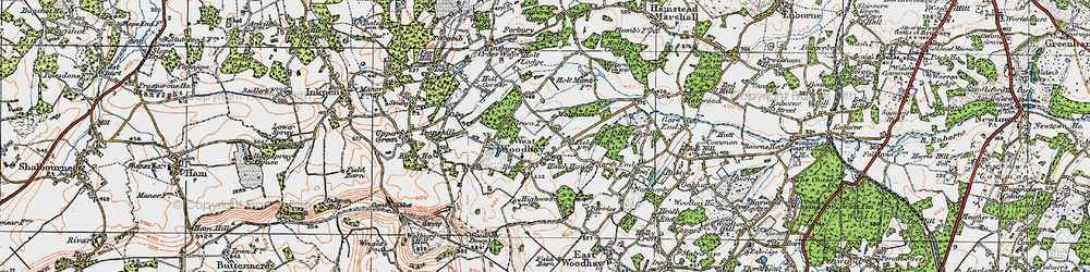Old map of West Woodhay in 1919