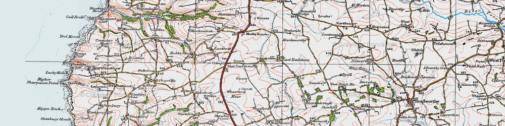 Old map of West Youlstone in 1919