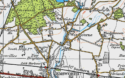 Old map of Westbourne in 1919