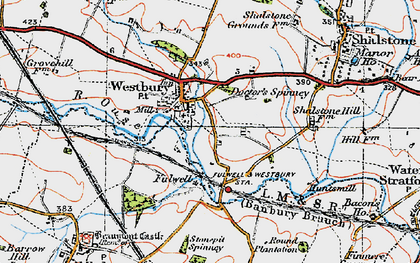 Old map of Westbury in 1919