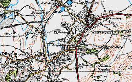 Old map of Westbury Leigh in 1919