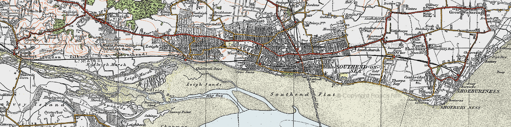 Old map of Westcliff-on-Sea in 1921