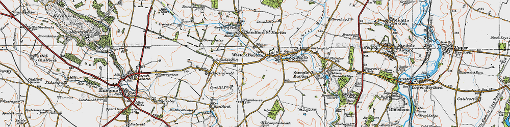 Old map of Westcott Barton in 1919