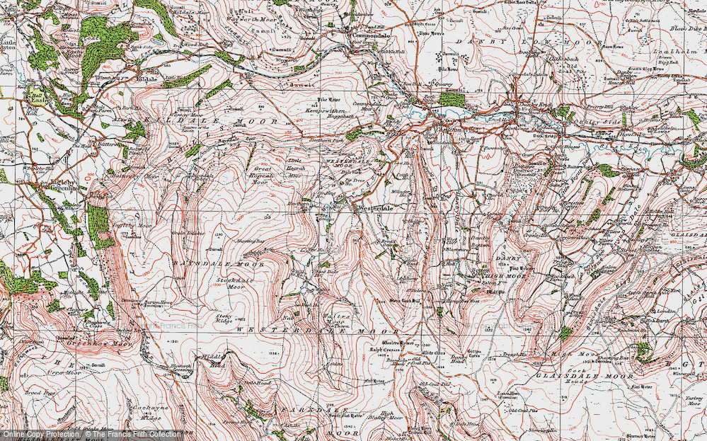 Old Map of Historic Map covering Blackmires in 1925