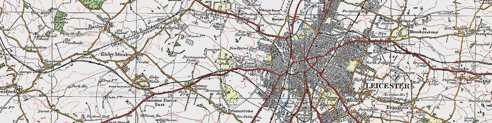 Old map of Braunstone Park in 1921