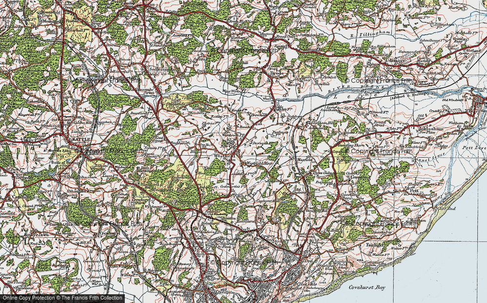 Old Map of Historic Map covering Whiteland Wood in 1921
