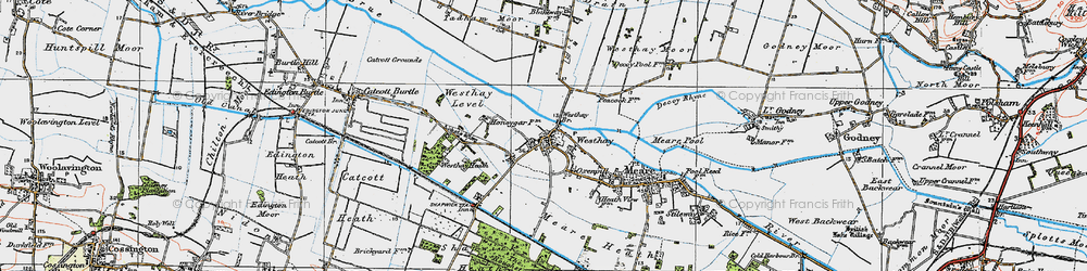Old map of Westhay Heath in 1919