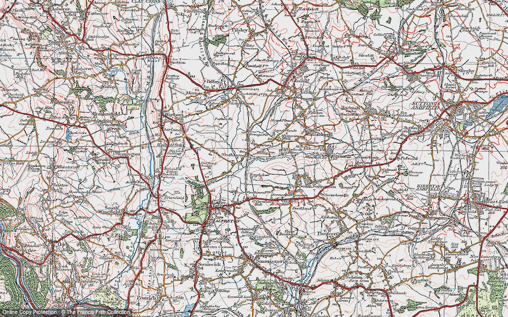 Old Map of Historic Map covering Alfreton & Mansfield Parkway Station in 1923