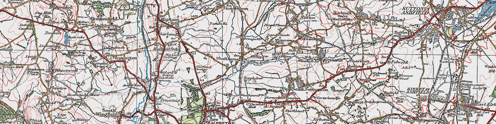Old map of Alfreton & Mansfield Parkway Station in 1923