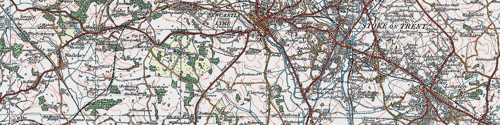 Old map of Westlands in 1921