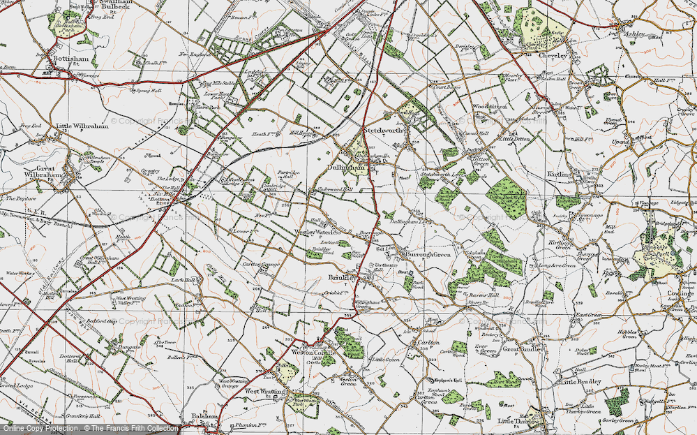 Old Map of Westley Waterless, 1920 in 1920