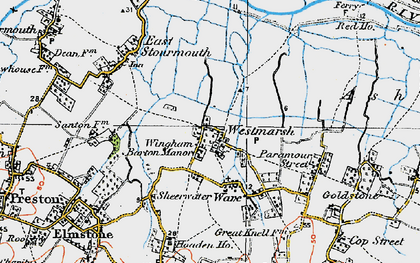 Old map of Wingham Barton Mr in 1920