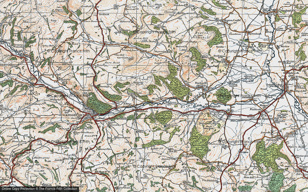 Old Map of Historic Map covering Bucknell Wood in 1920