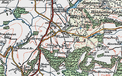 Old map of Weston in 1921