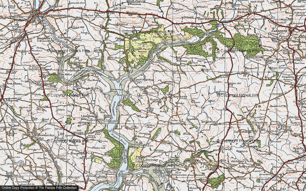 Old Map of Historic Map covering Burnett's Hill in 1922