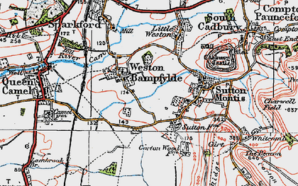 Old map of Weston Bampfylde in 1919