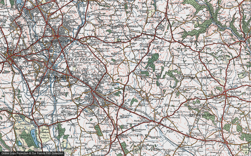 Old Map of Weston Coyney, 1921 in 1921