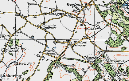 Old map of Weston Green in 1921